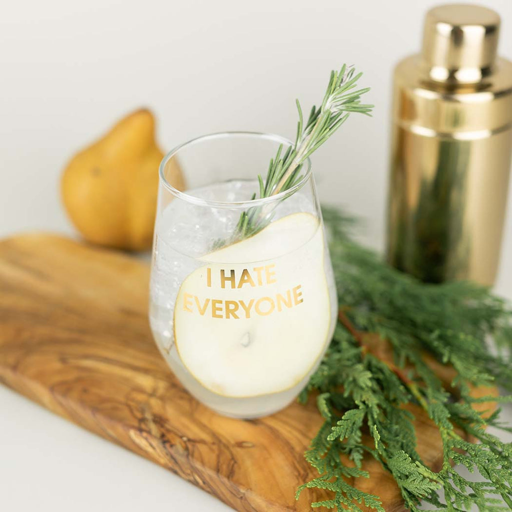 I Hate Everyone - Gold Foil Stemless Wine Glass