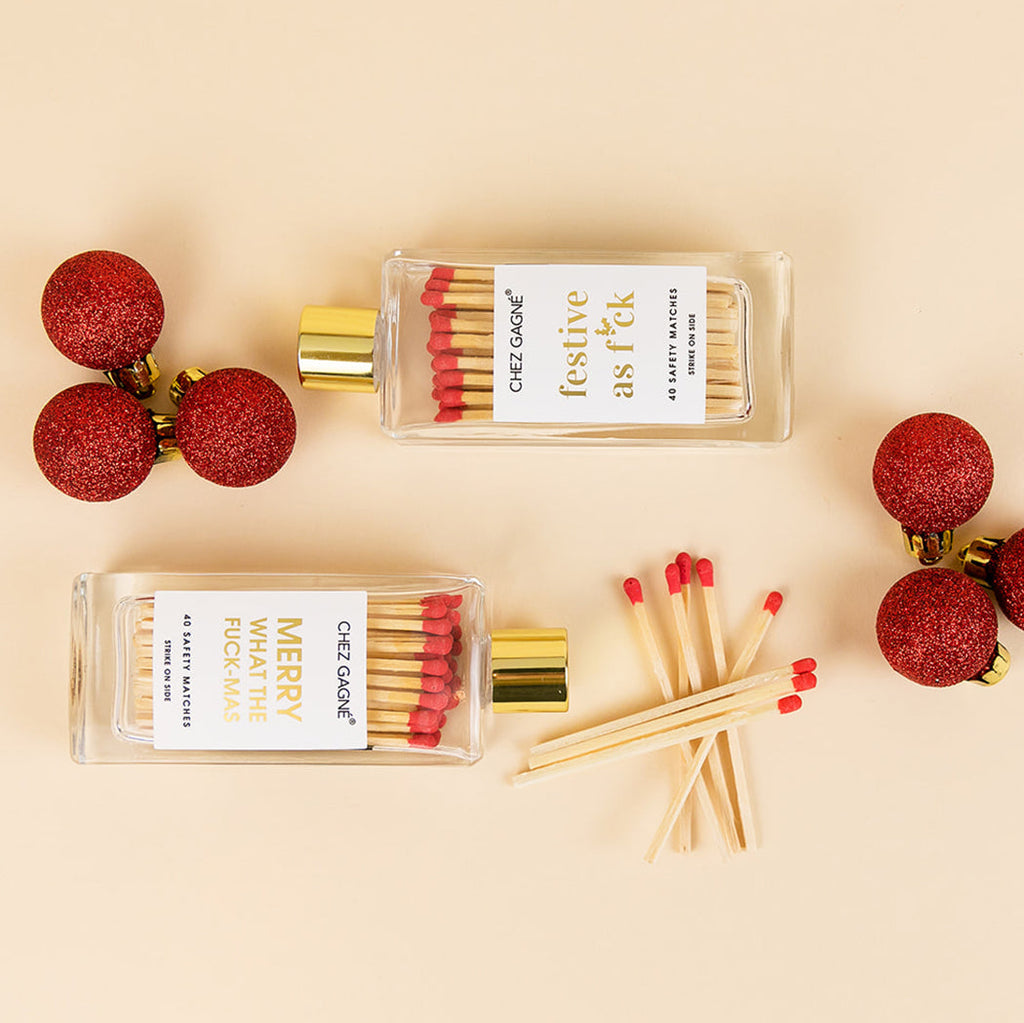 Festive As F*ck Holly - Glass Bottle Safety Matches - Christmas/Holiday