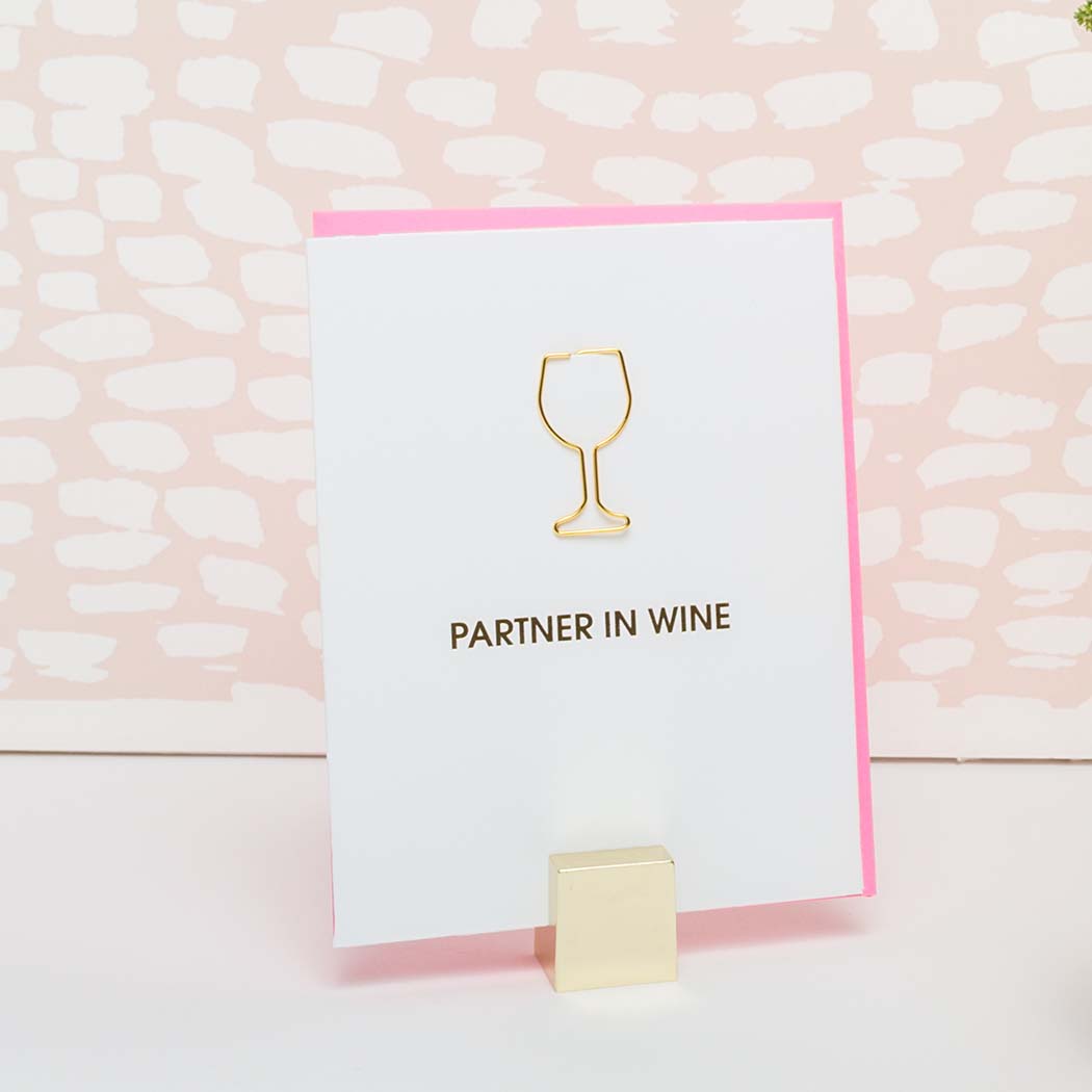 Partner in Wine - Paper Clip Letterpress Card