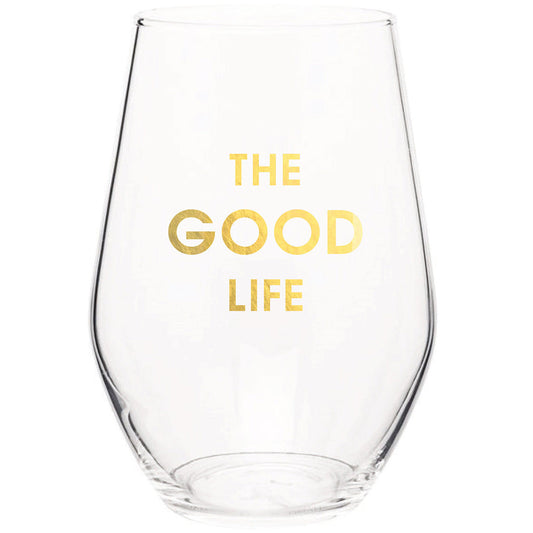 The Good Life - Gold Foil Stemless Wine Glass