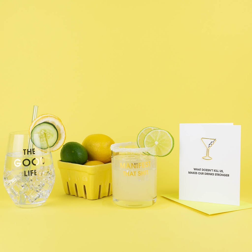 The Good Life - Gold Foil Stemless Wine Glass