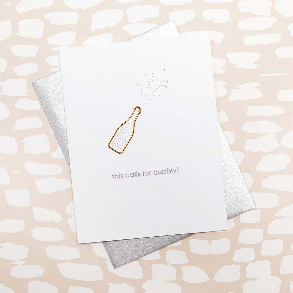 This Calls for Bubbly - Paper Clip Letterpress Card